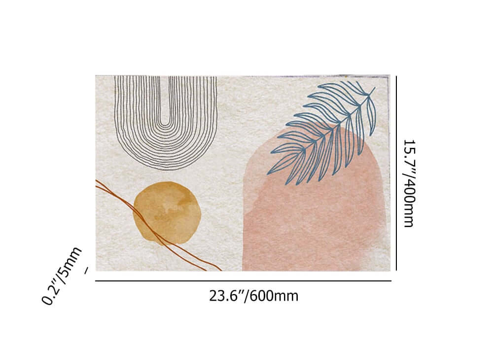 Modern Geometric Polyester Bath Rug Set with Abstract Multi-Color Design Dimensions