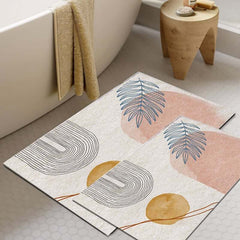 Modern Geometric Polyester Bath Rug Set with Abstract Multi-Color Design Main Product Image