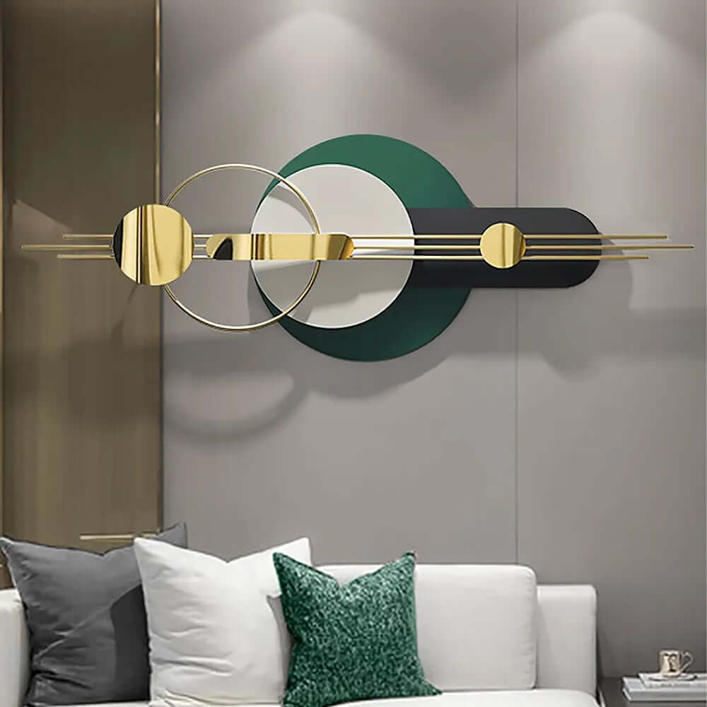 Modern Geometric Wall Art with Faux Leather and Metal Accents