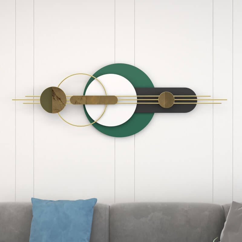 Modern Geometric Wall Art with Faux Leather and Metal Accents