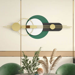 Modern Geometric Wall Art with Faux Leather and Metal Accents