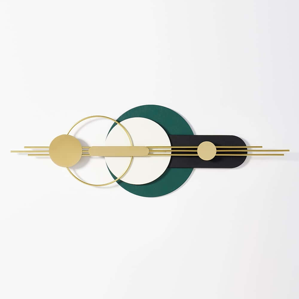 Modern Geometric Wall Art with Faux Leather and Metal Accents