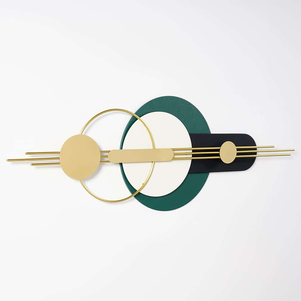 Modern Geometric Wall Art with Faux Leather and Metal Accents