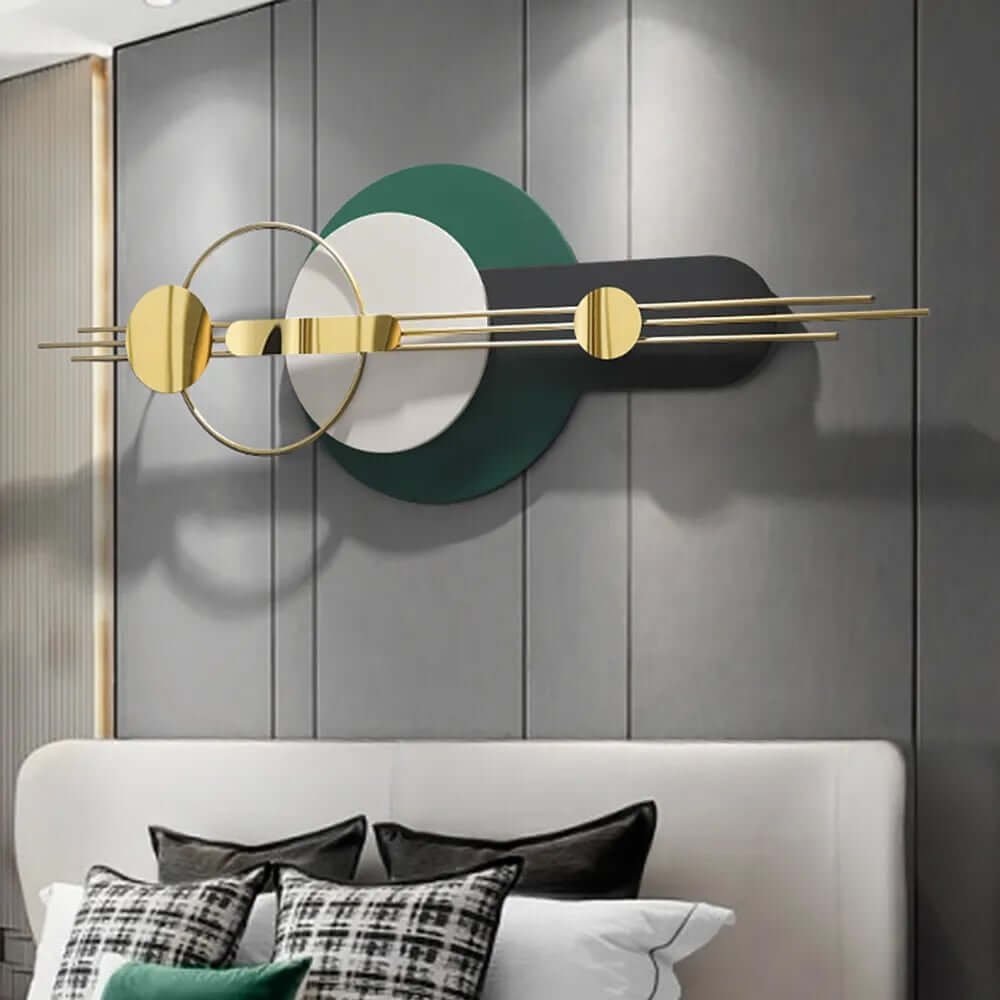 Modern Geometric Wall Art with Faux Leather and Metal Accents