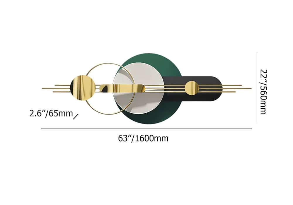 Modern Geometric Wall Art with Faux Leather and Metal Accents Dimensions