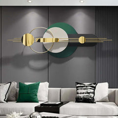 Modern Geometric Wall Art with Faux Leather and Metal Accents Main Product Image