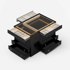 Modern Glass Closet Island with LED Lighting and 9 Drawers