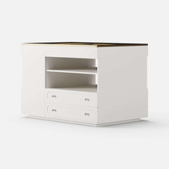 Modern Glass Closet Island with LED Lighting and 9 Drawers