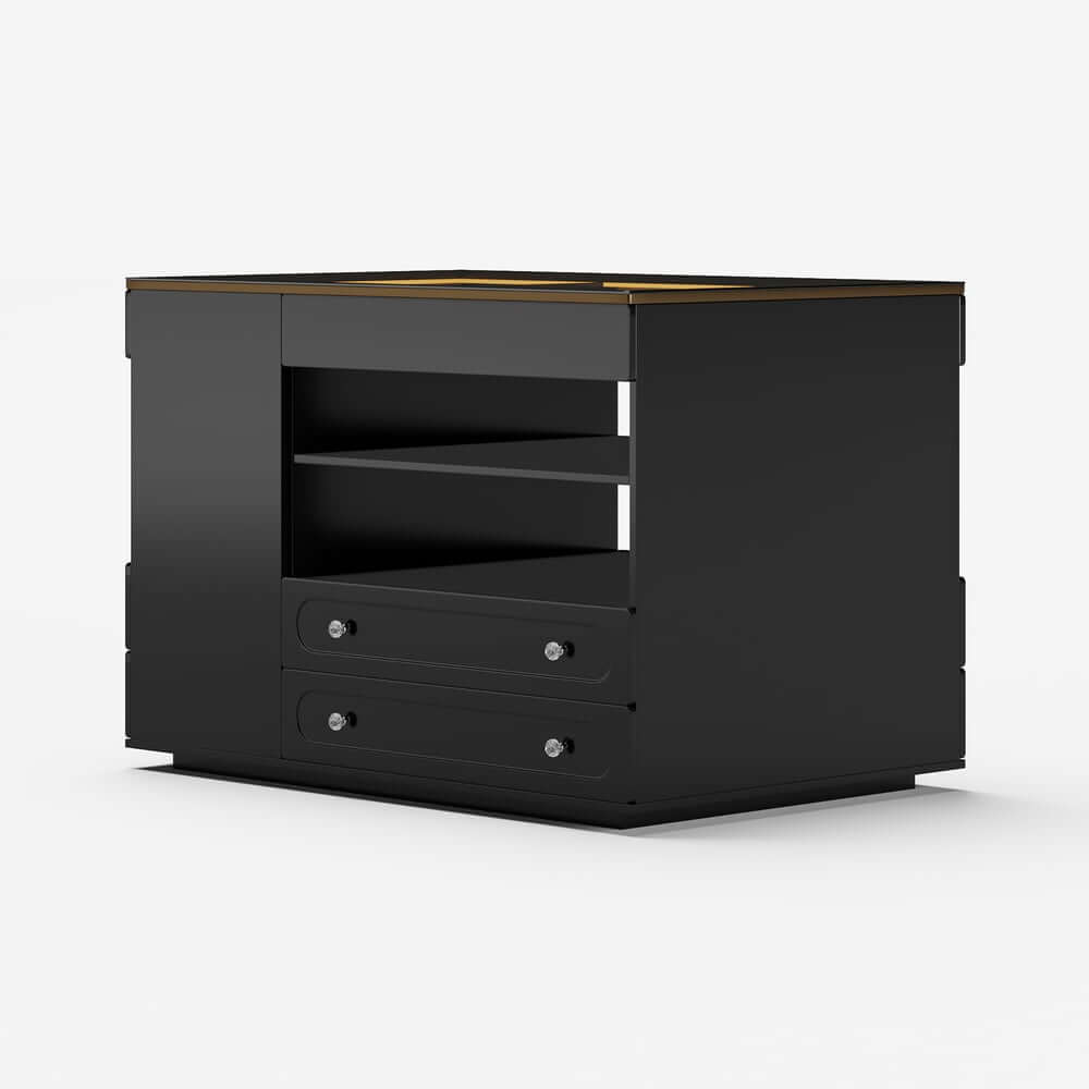 Modern Glass Closet Island with LED Lighting and 9 Drawers