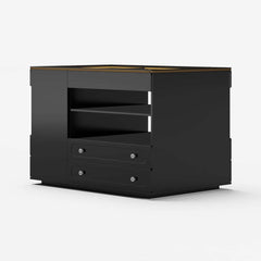 Modern Glass Closet Island with LED Lighting and 9 Drawers