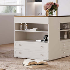 Modern Glass Closet Island with LED Lighting and 9 Drawers