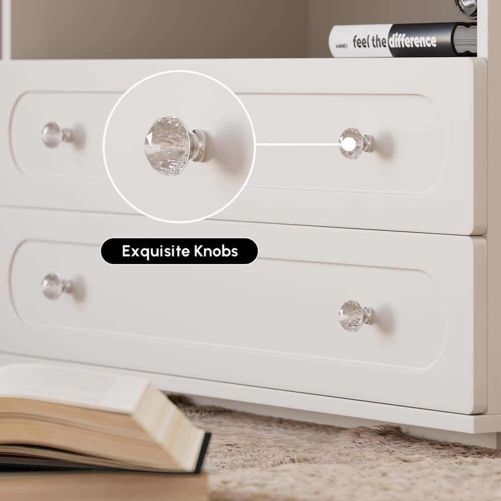 Modern Glass Closet Island with LED Lighting and 9 Drawers