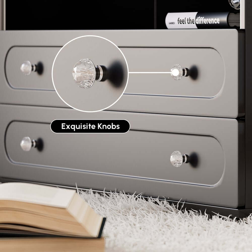 Modern Glass Closet Island with LED Lighting and 9 Drawers