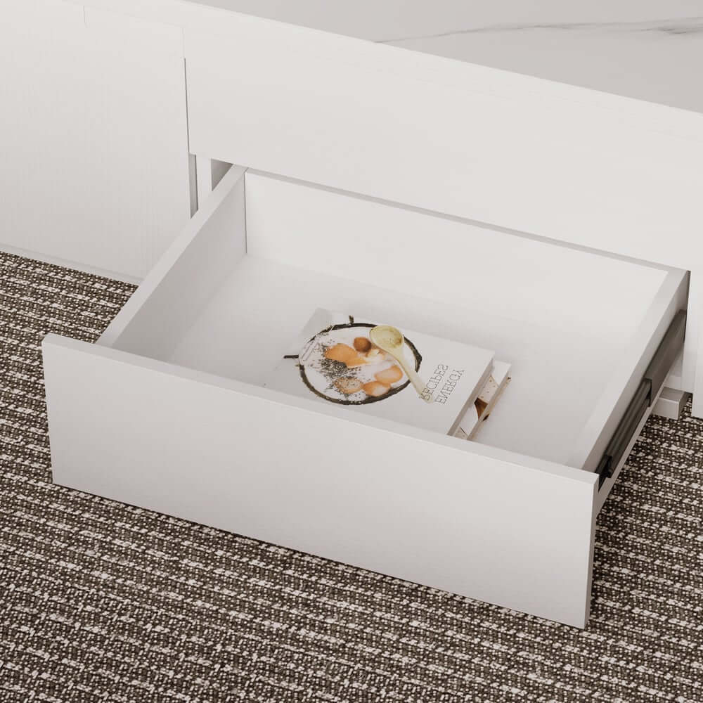 Modern Glass Coffee Table With Storage Drawer