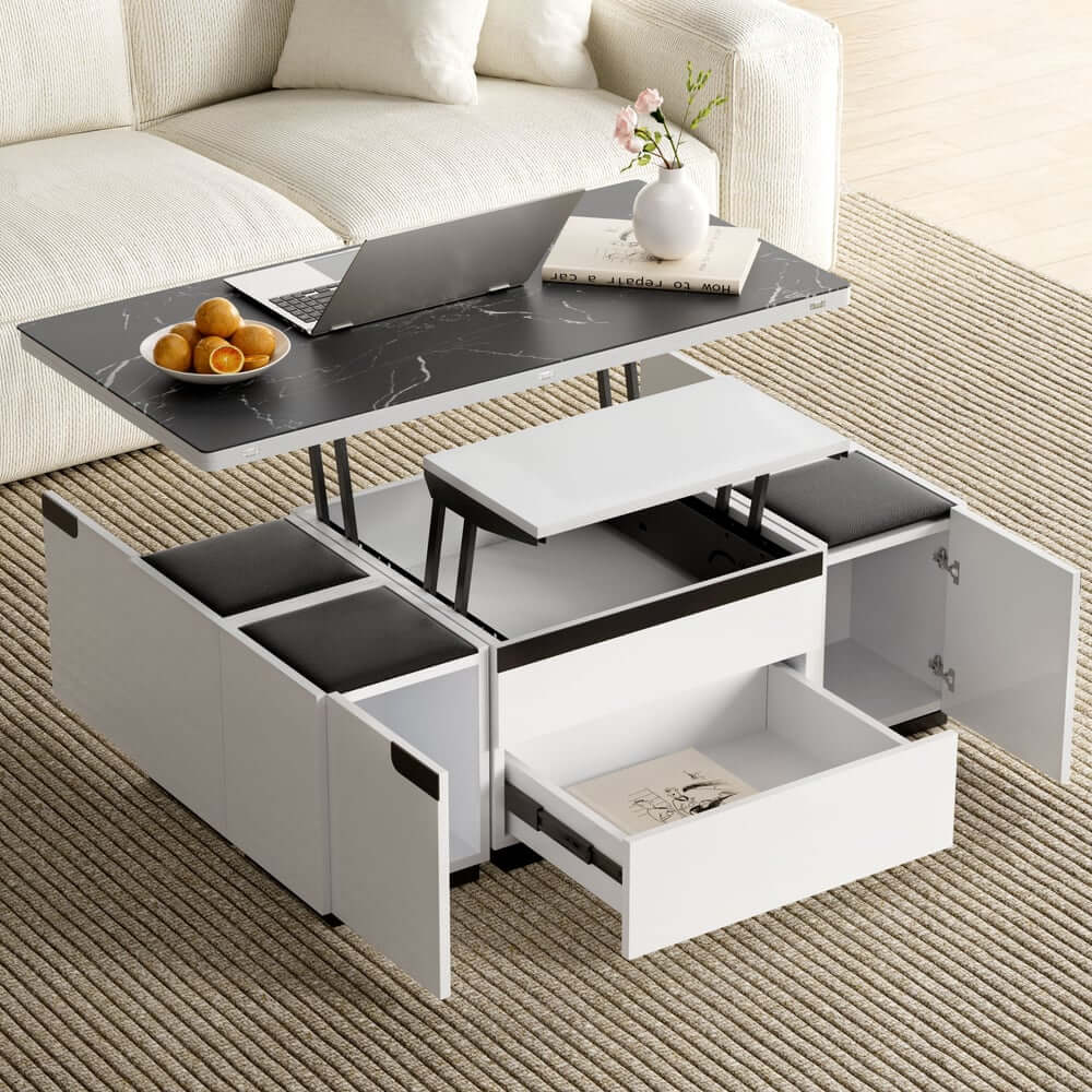 Modern Glass Coffee Table With Storage Drawer
