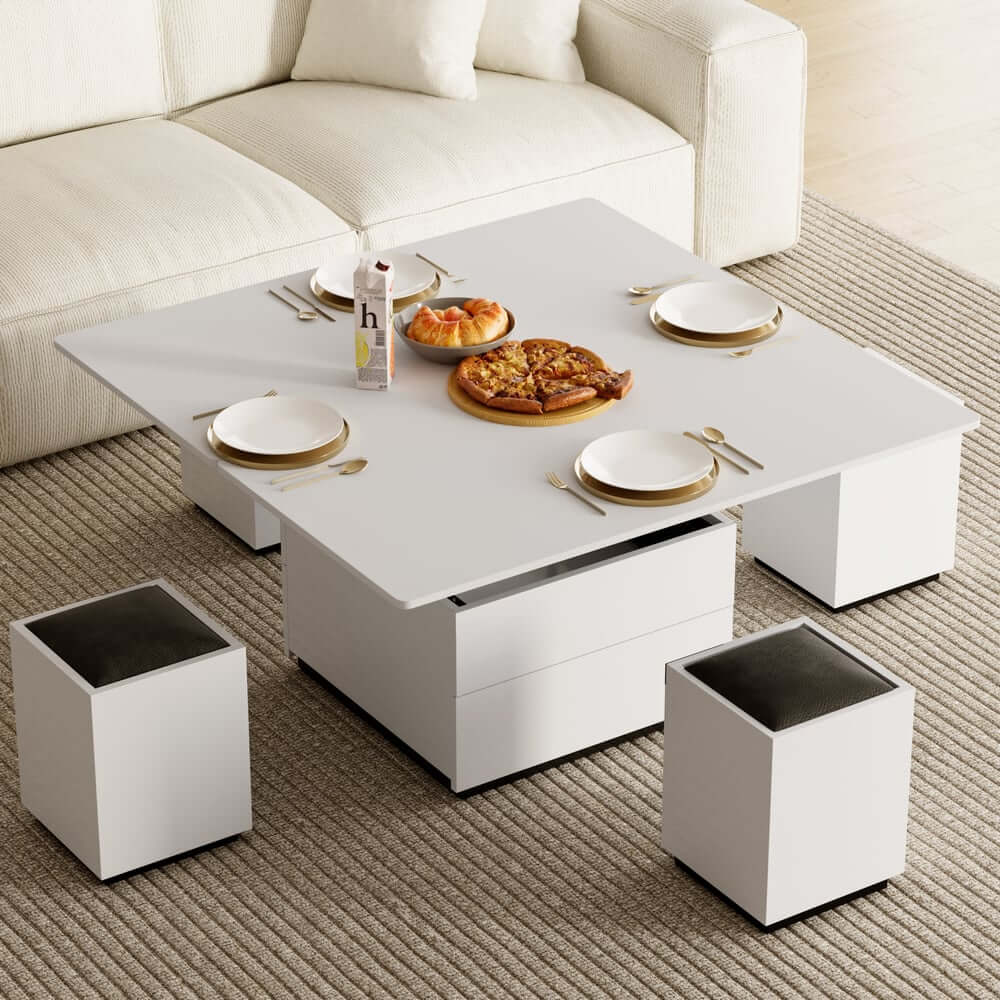 Modern Glass Coffee Table With Storage Drawer