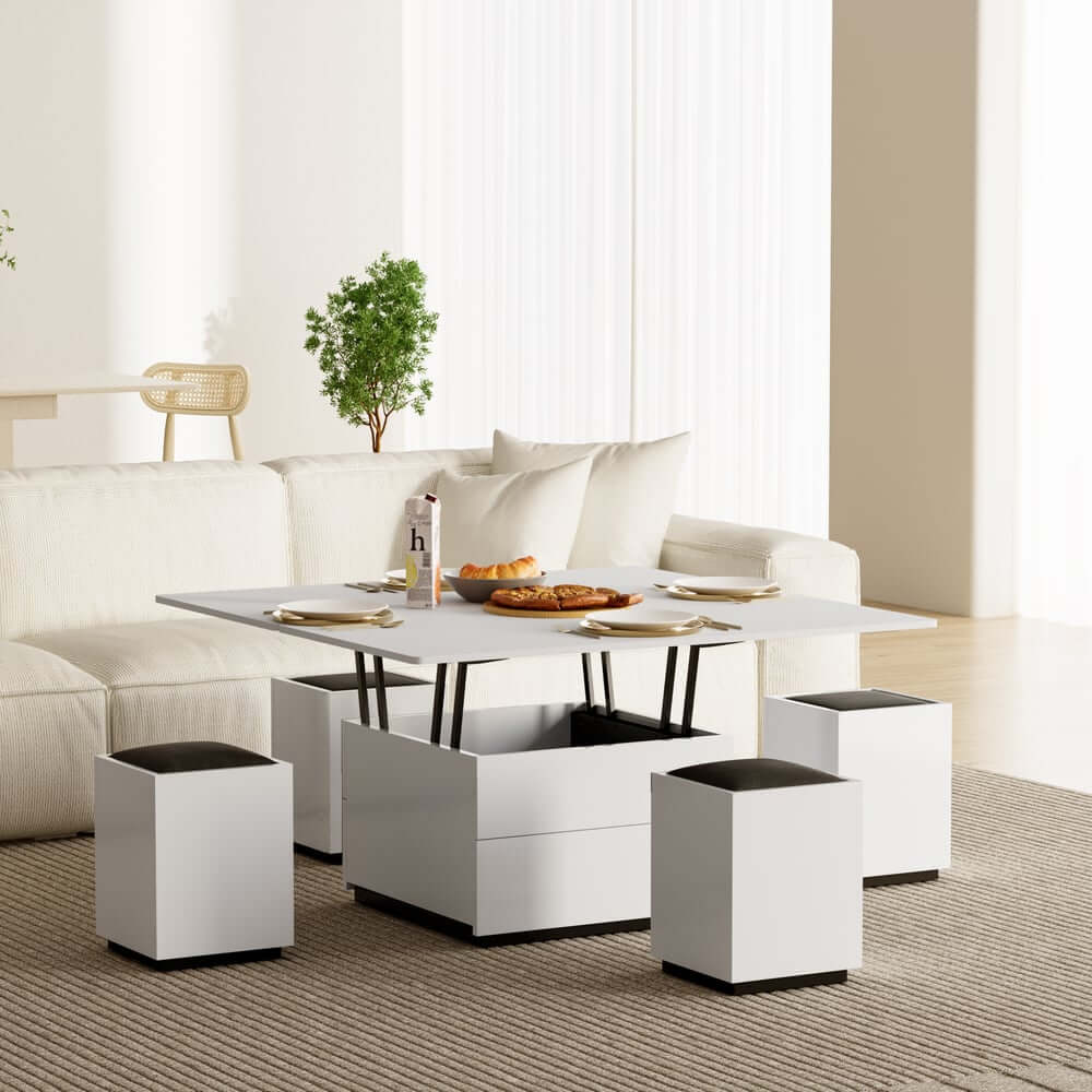 Modern Glass Coffee Table With Storage Drawer