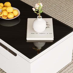 Modern Glass Coffee Table With Storage Drawer