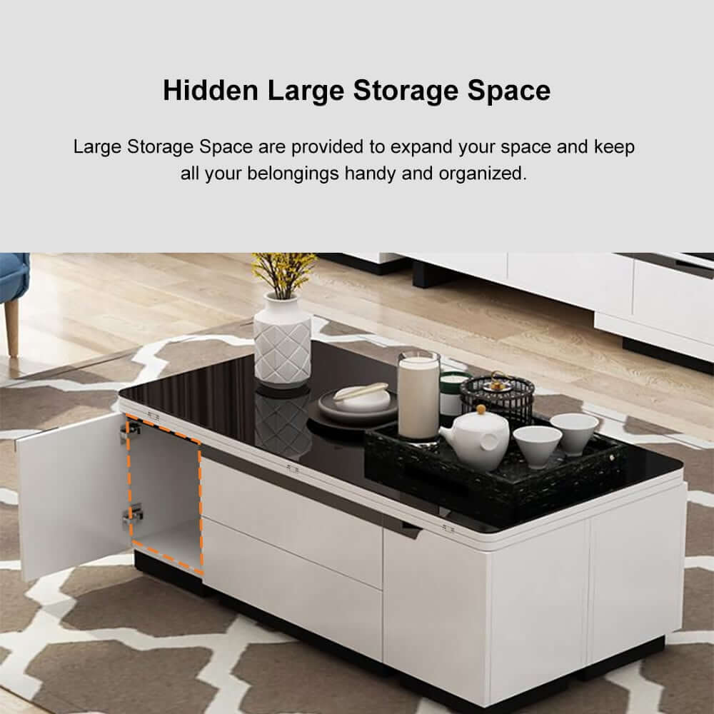 Modern Glass Coffee Table With Storage Drawer
