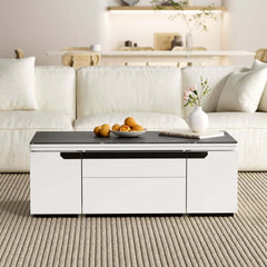 Modern Glass Coffee Table With Storage Drawer