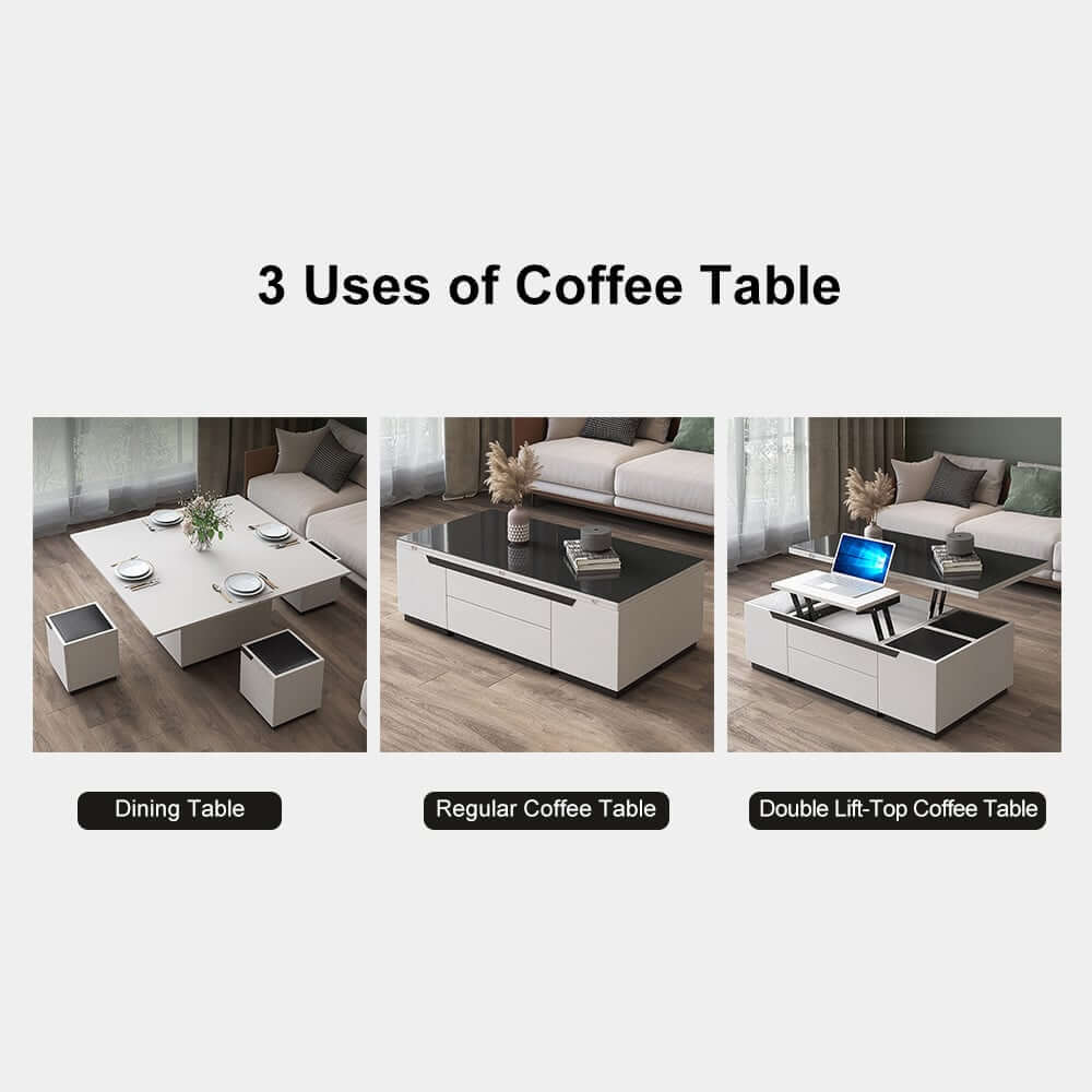 Modern Glass Coffee Table With Storage Drawer