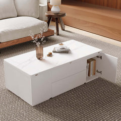 Modern Glass Coffee Table With Storage Drawer