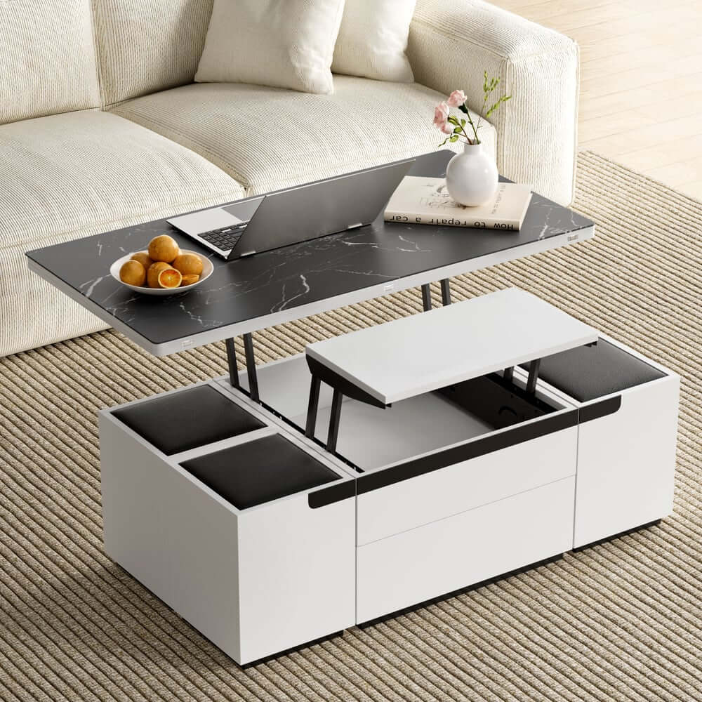 Modern Glass Coffee Table With Storage Drawer