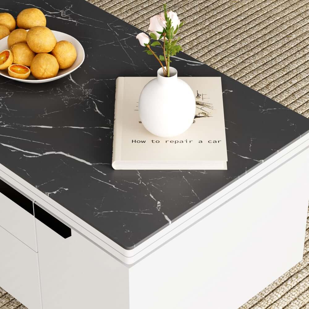 Modern Glass Coffee Table With Storage Drawer