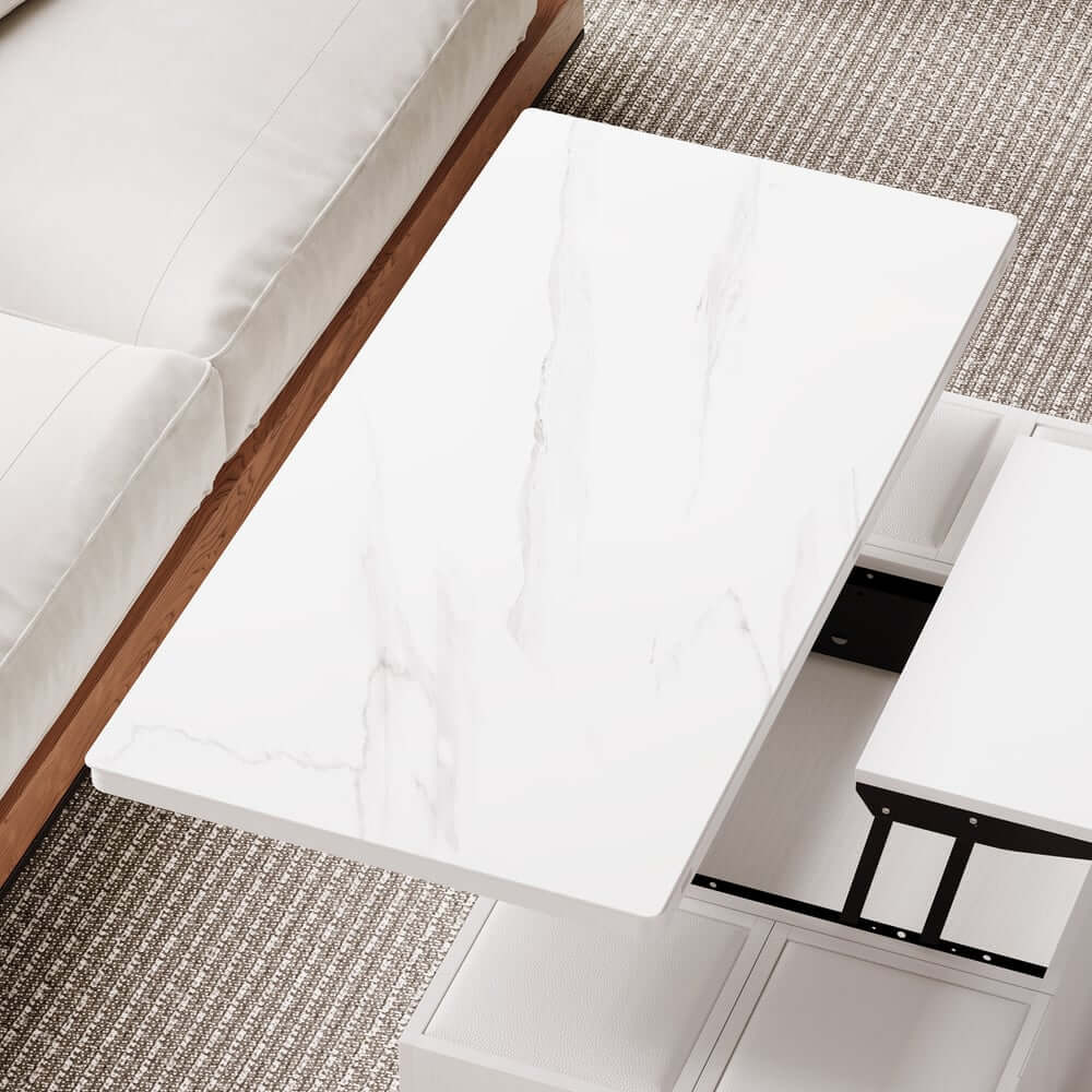 Modern Glass Coffee Table With Storage Drawer