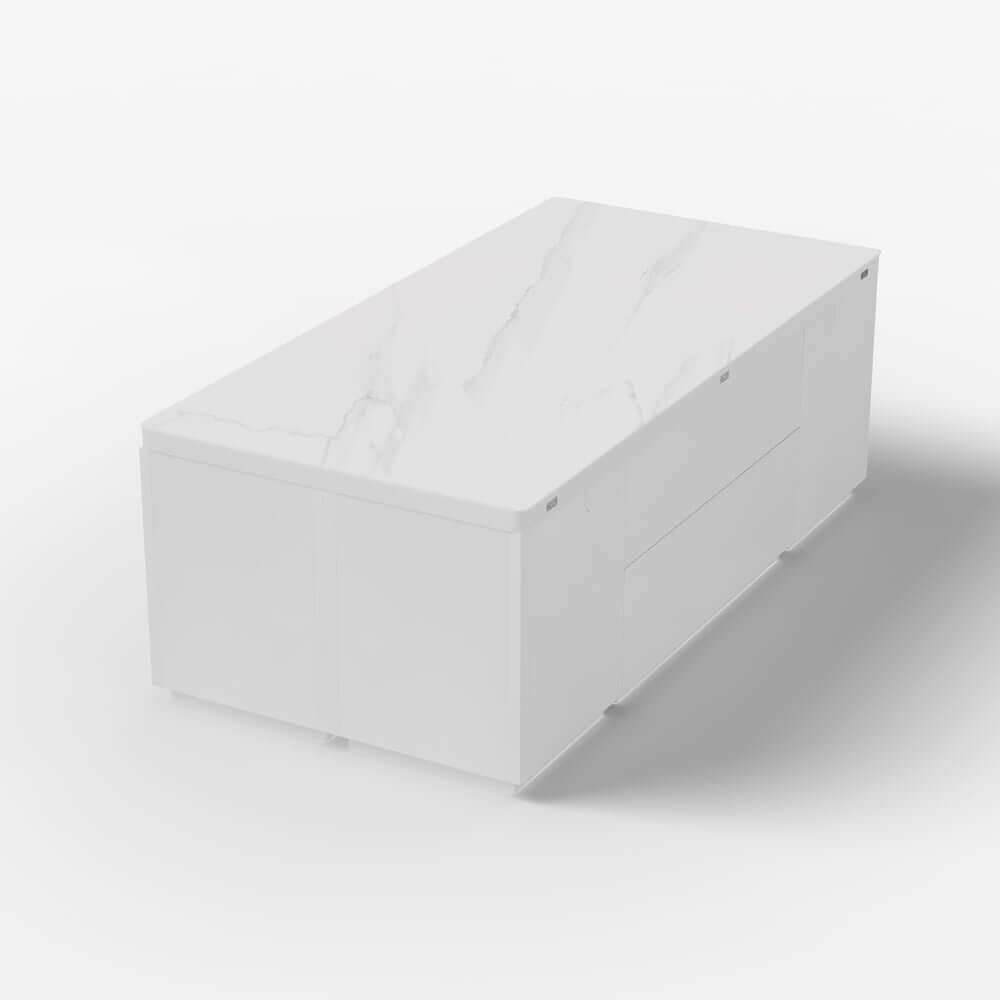 Modern Glass Coffee Table With Storage Drawer