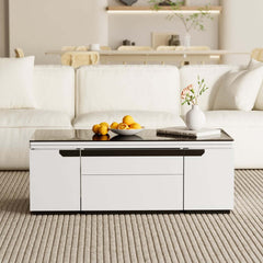 Modern Glass Coffee Table With Storage Drawer