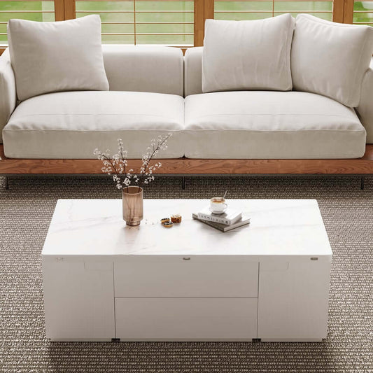 Modern Glass Coffee Table With Storage Drawer