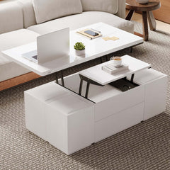 Modern Glass Coffee Table With Storage Drawer