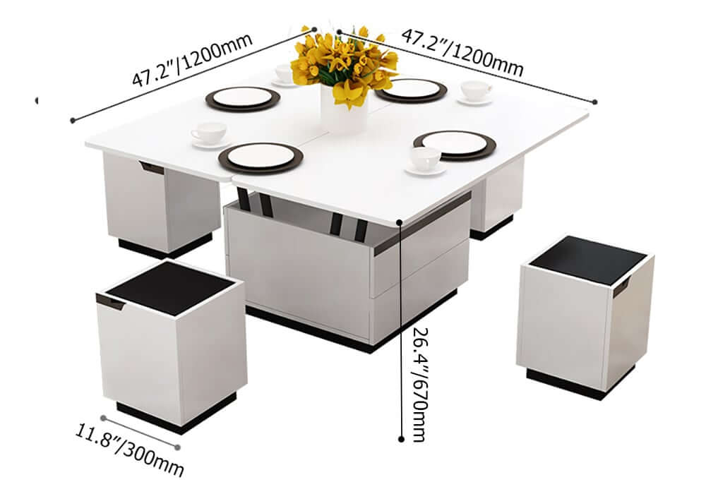 Modern Glass Coffee Table With Storage Drawer Dimensions