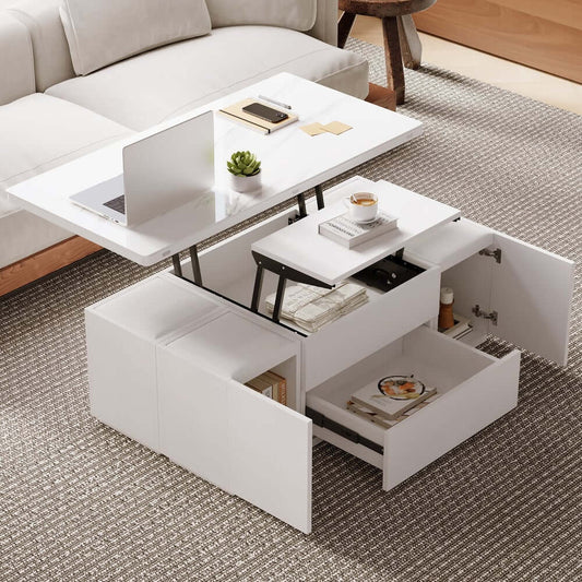 Modern Glass Coffee Table With Storage Drawer Main Product Image