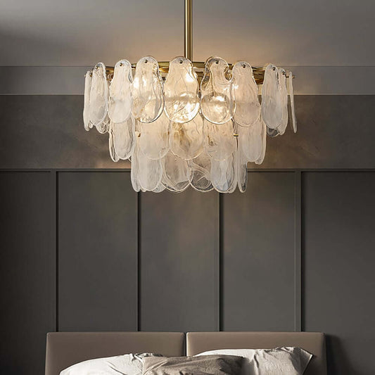 Modern Glass Tiered Pendant Light in Cloud Finish - 6-Light