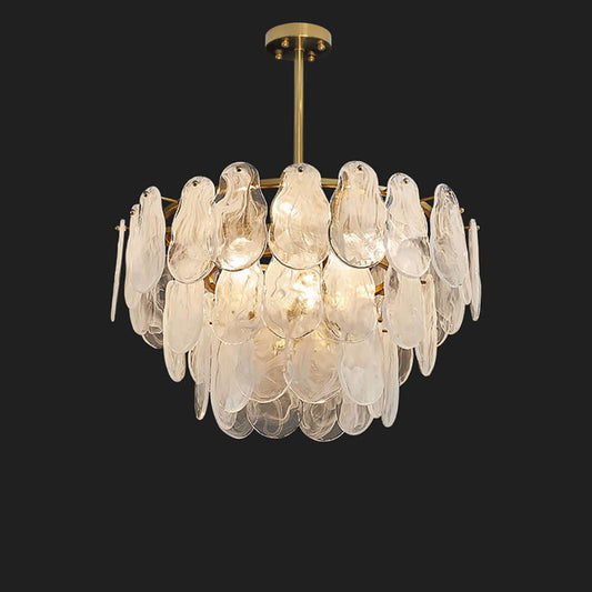 Modern Glass Tiered Pendant Light in Cloud Finish - 6-Light Main Product Image