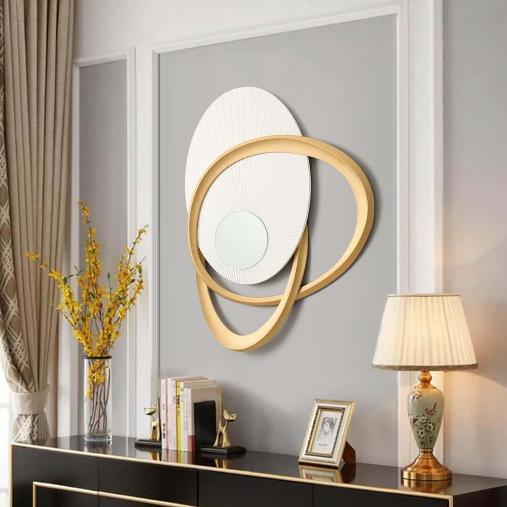 Modern Glass Wall Art with 3D Relief and Gold Accents