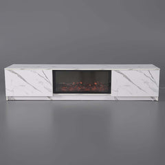 Modern Glossy White Fireplace TV Stand, 2 Drawers
