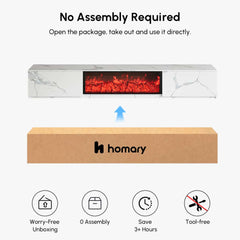 Modern Glossy White Fireplace TV Stand, 2 Drawers