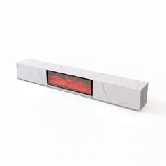 Modern Glossy White Fireplace TV Stand, 2 Drawers