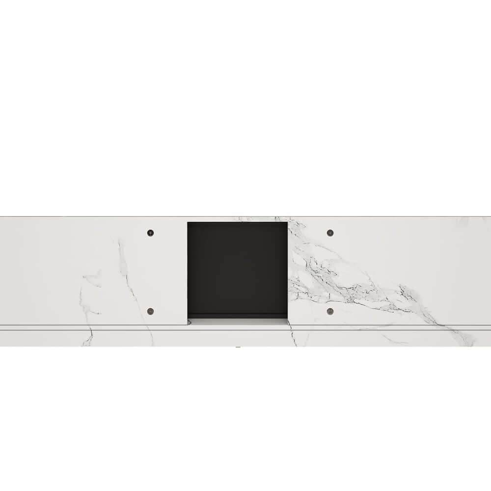 Modern Glossy White Fireplace TV Stand, 2 Drawers