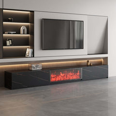 Modern Glossy White Fireplace TV Stand, 2 Drawers