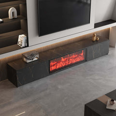 Modern Glossy White Fireplace TV Stand, 2 Drawers