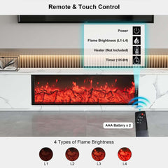 Modern Glossy White Fireplace TV Stand, 2 Drawers