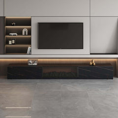 Modern Glossy White Fireplace TV Stand, 2 Drawers