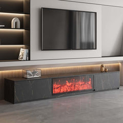 Modern Glossy White Fireplace TV Stand, 2 Drawers Main Product Image