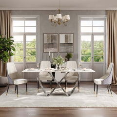 Modern Glossy White Sintered Stone Dining Table - Seats 6