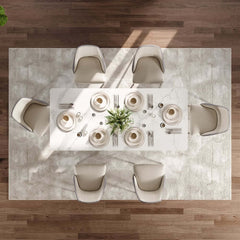 Modern Glossy White Sintered Stone Dining Table - Seats 6