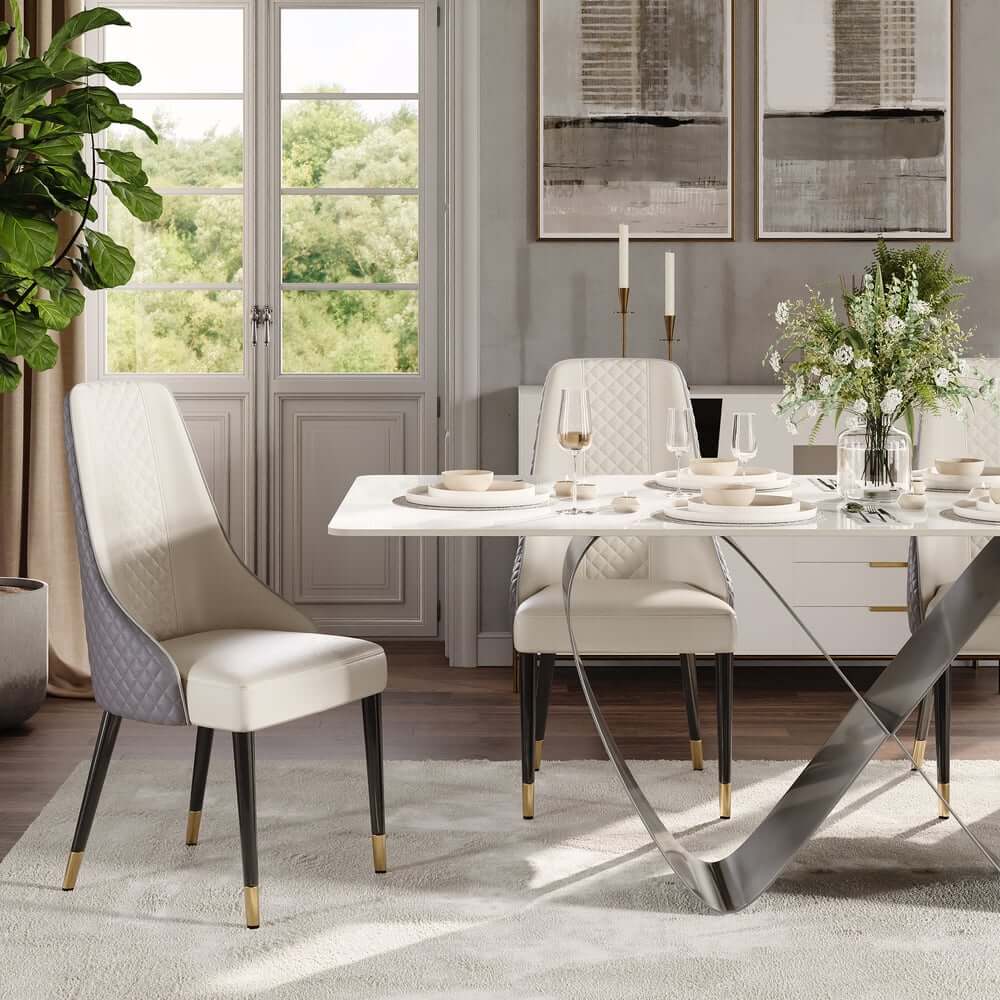 Modern Glossy White Sintered Stone Dining Table - Seats 6